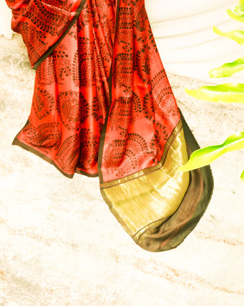 Pure Handloom Ferrari Red Modal Silk Saree
