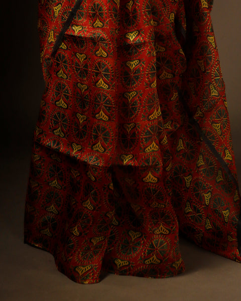 Earthy Elegance Brown Printed Pure Organza Silk Saree