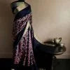 Pure Hand Block Printed Ravishing Pink Duppion Silk Saree
