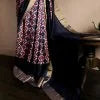 Pure Hand Block Printed Ravishing Pink Duppion Silk Saree