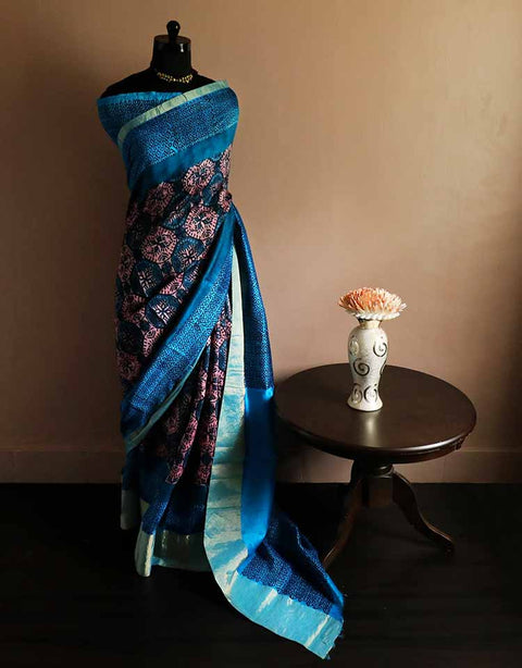 Peacock Green Pure Dupion Silk Saree