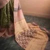 Peach and yellow colour Line Tussar Silk Saree