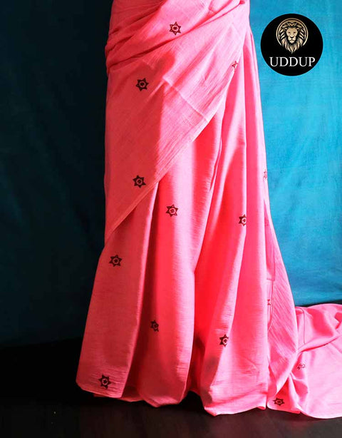 Solid pink Mul Cotton Saree